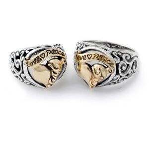 Elegant Silver and Gold 18 k gold plated  Ring.  by Bill Wall Leather